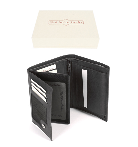 1005 BLACK ITALIAN LEATHER WALLET WITH RFID